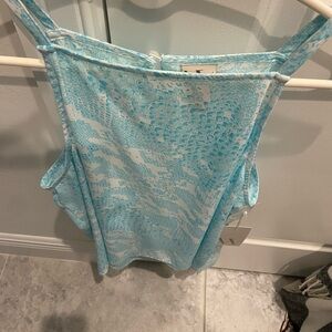 Blue and White Sleeveless Top